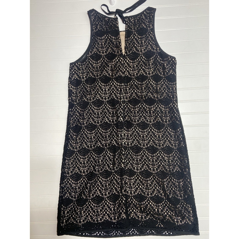 Ann Taylor LOFT Dress Size 6 Black Crocheted Lace Overlay Sleeveless Romantic - Picture 4 of 11